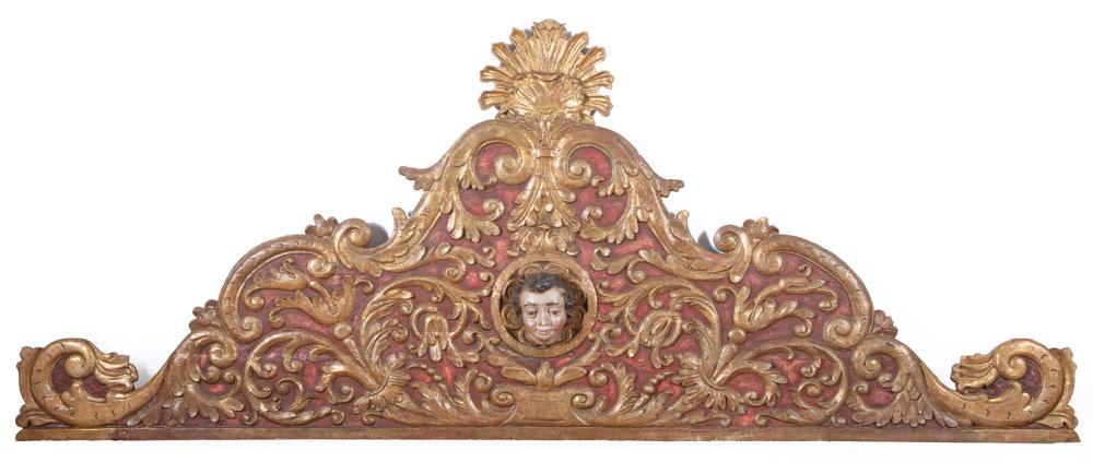 Appraisal: Large Spanish Colonial Carved Giltwood and Polychromed Altarpiece th th