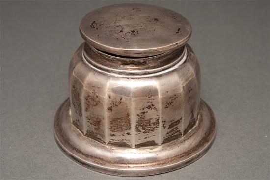 Appraisal: English weighted silver inkwell bearing hallmarks for Birmingham - the