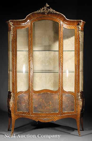 Appraisal: A Louis XV-Style Kingwood Bronze-Mounted and Vernis Martin Vitrine c