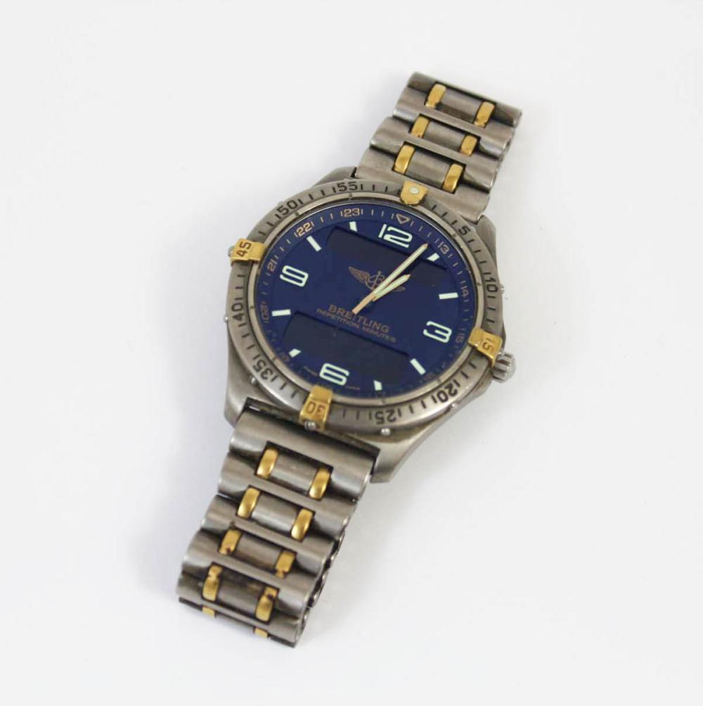 Appraisal: MAN'S BREITLING AEROSPACE TITANIUM QUARTZ WRISTWATCH ref F s n