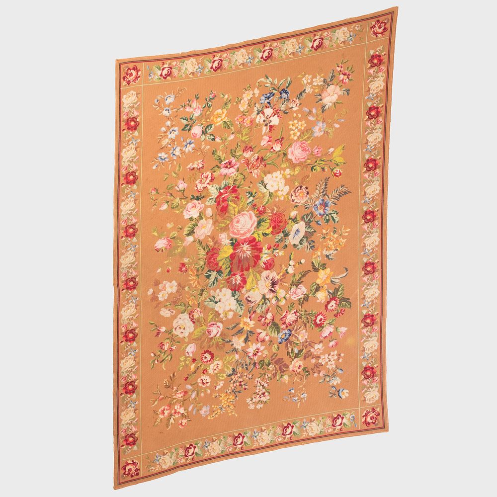 Appraisal: Floral Needlepoint Rug ft in x ft in Property from