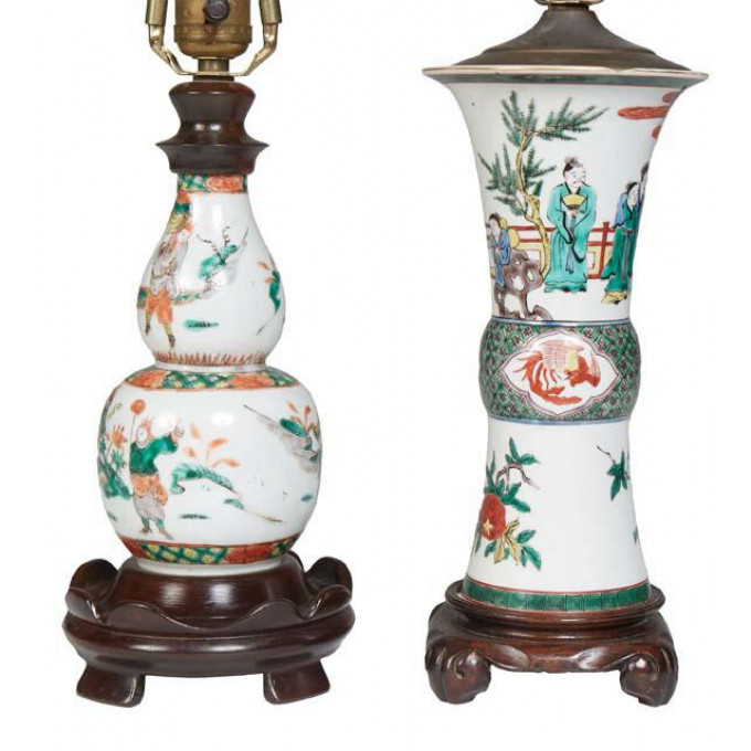 Appraisal: Two Chinese Porcelain Vases late th c with figural and