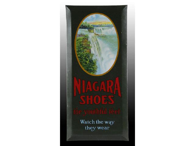 Appraisal: Niagara Shoes Advertising Sign Description Tin-over-cardboard Beautiful color and detail