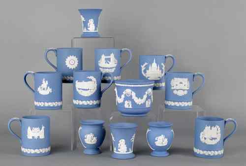 Appraisal: Collection of light blue Wedgwood jasperware thirteen pieces