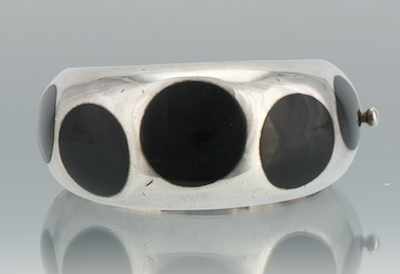 Appraisal: A Los Ballesteros Sterling Silver and Bakelite Bangle Bracelet Sterling