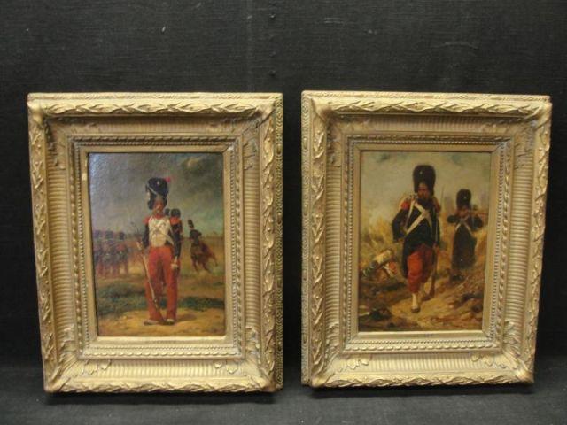 Appraisal: VERNET Emile Jean Horace Pair of Oils on Board Portraits