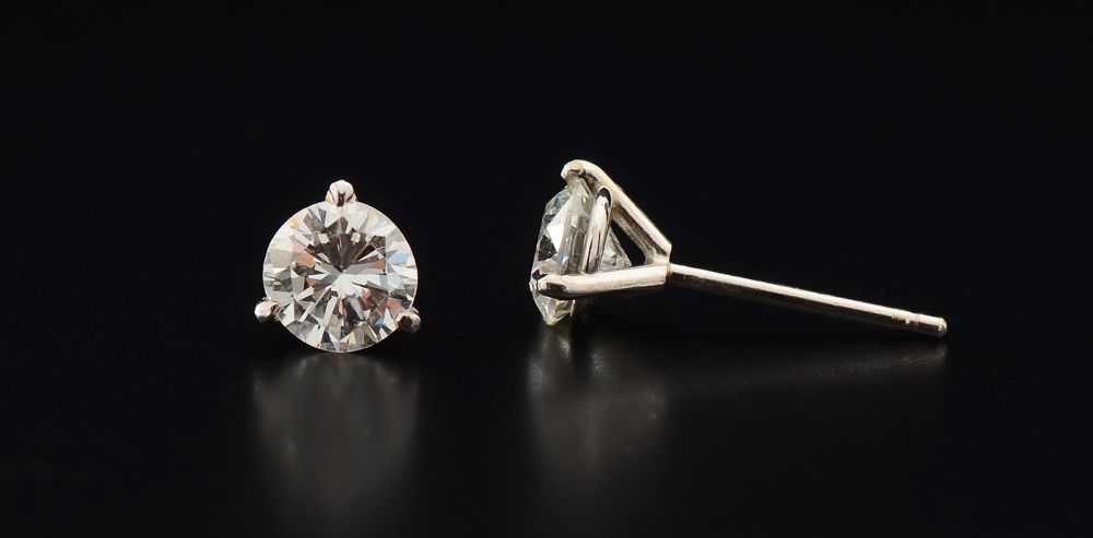 Appraisal: DIAMOND STUD EARRINGS K white gold Martini style stud earrings