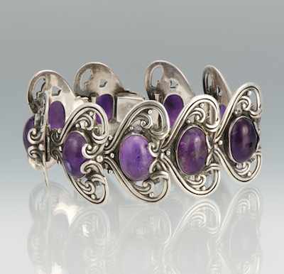 Appraisal: A Margot de Taxco Sterling Silver and Amethyst Bracelet Sterling