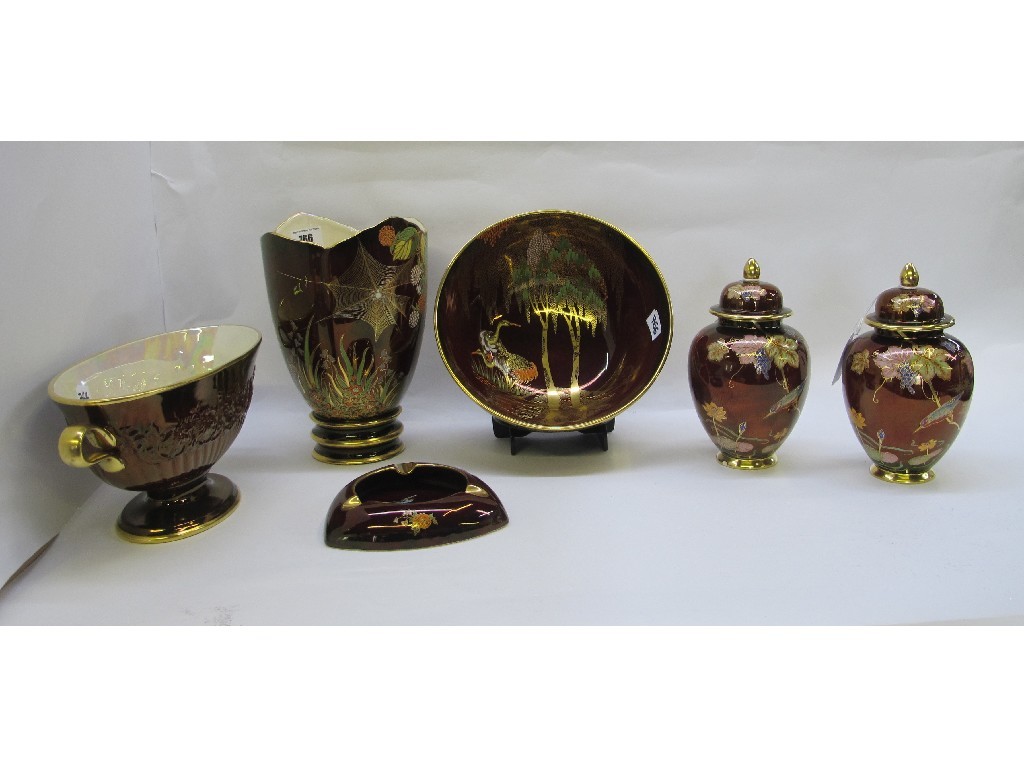 Appraisal: Six pieces of Carlton Ware Rouge Royale to include Spiders