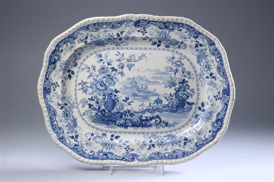 Appraisal: STAFFORDSHIRE BLUE AND WHITE TRANSFER WARE PLATTER Oriental Beauties pattern