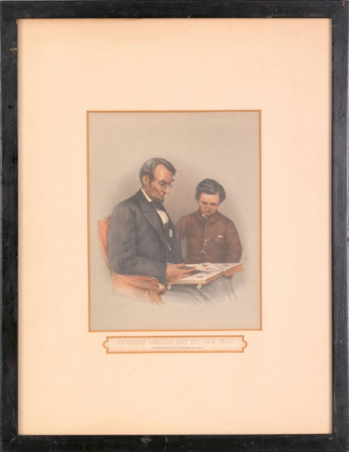 Appraisal: L Prang color lithograph titled Abraham Lincoln and His Son