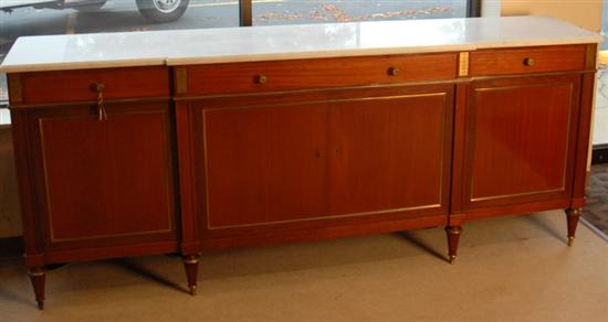 Appraisal: A Large French Marble-Top Sideboard brass or ormolu mounted the