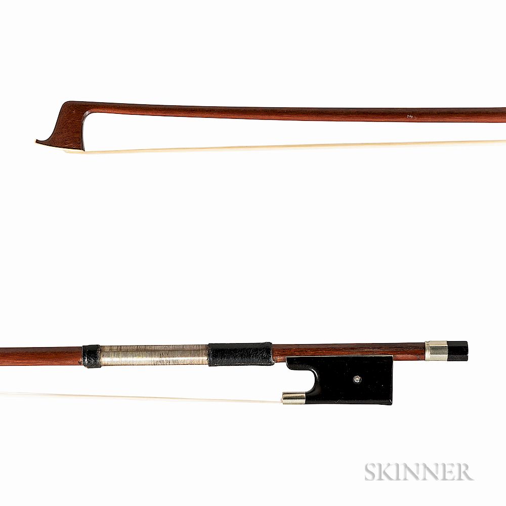 Appraisal: Nickel-mounted Violin Bow Nickel-mounted Violin Bow the round stick unstamped