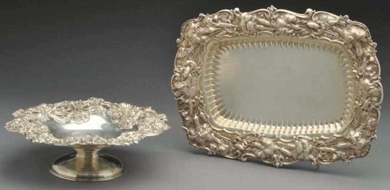 Appraisal: An American Silver Compote and a Platter Ca The circular