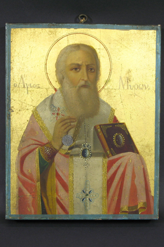 Appraisal: GREEK ICON early th century Hand painted portrait of saint