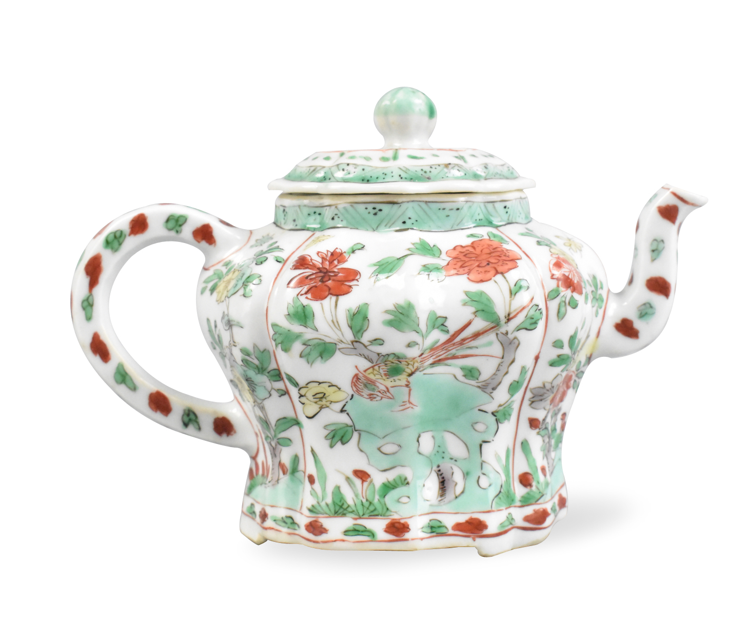 Appraisal: A Chinese famille verte covered teapot dating from the Kangxi