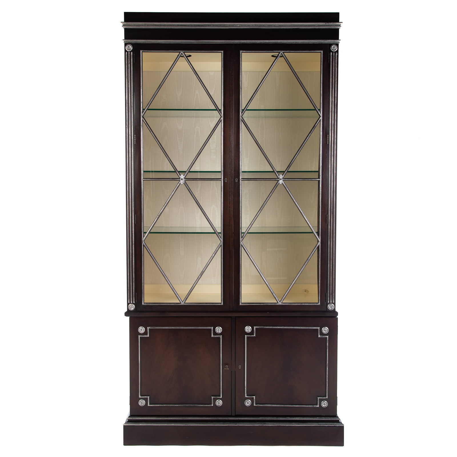 Appraisal: E J VICTOR REGENCY STYLE EBONIZED CURIO CABINET th century