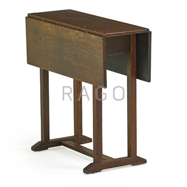 Appraisal: GUSTAV STICKLEY Drop-leaf table Condition Report Old refinish with regluing