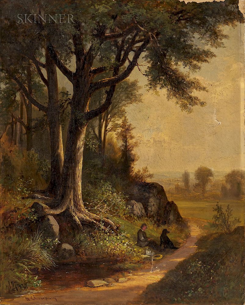 Appraisal: Benjamin Champney American - Figure and Dog at Rest by