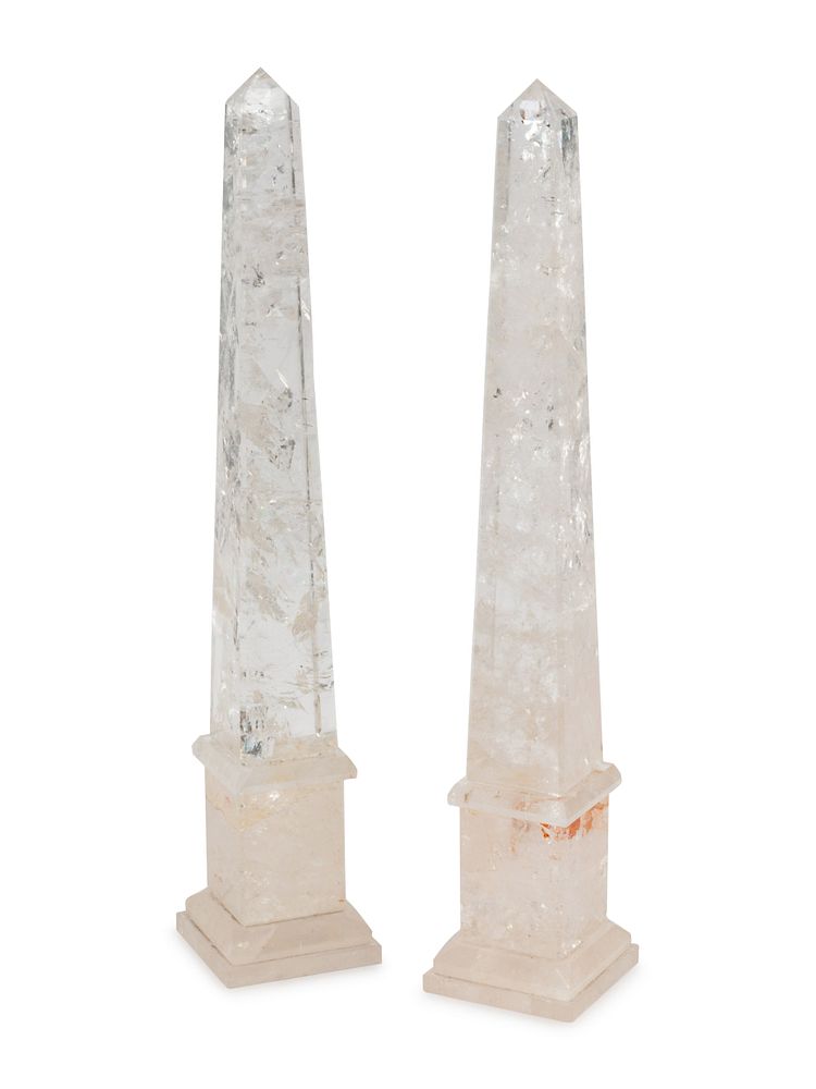 Appraisal: A Pair of Rock Crystal Obelisks A Pair of Rock