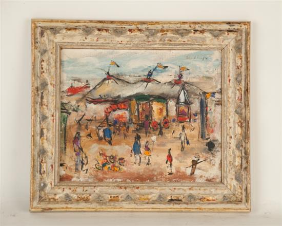 Appraisal: Edward Rosenfeld Maryland - Abstract Circus Scene Oil on canvas