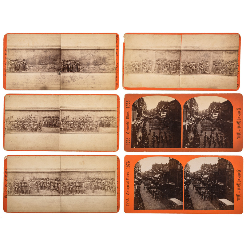 Appraisal: BUNKER HILL Group of stereoviews featuring the Battle of Bunker