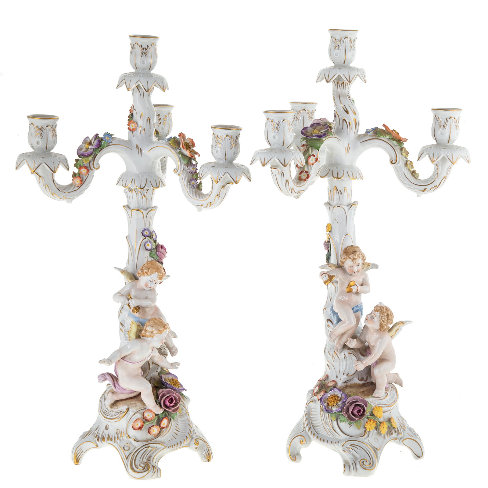 Appraisal: PAIR OF VON SCHIERHOLZ FOUR LIGHT CANDELABRA First quarter- th