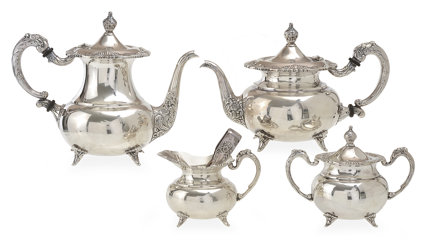 Appraisal: A CASED FOUR PIECE STERLING SILVER TEA AND COFFEE SERVICE