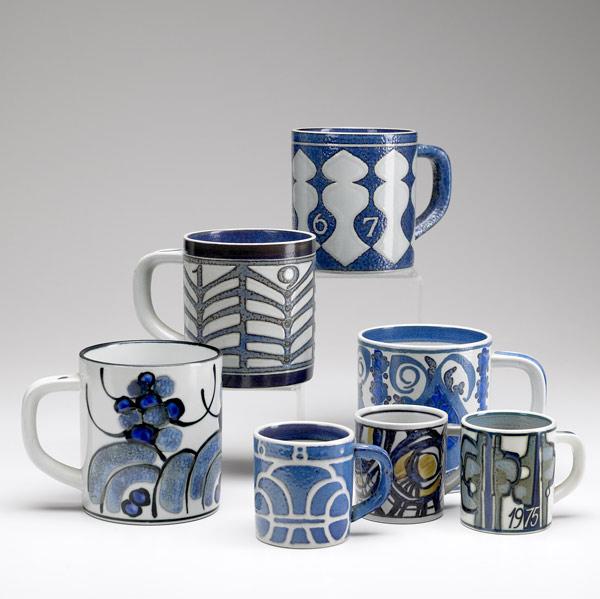 Appraisal: ROYAL COPENHAGEN Grouping of thirty-nine mugs in two sizes all