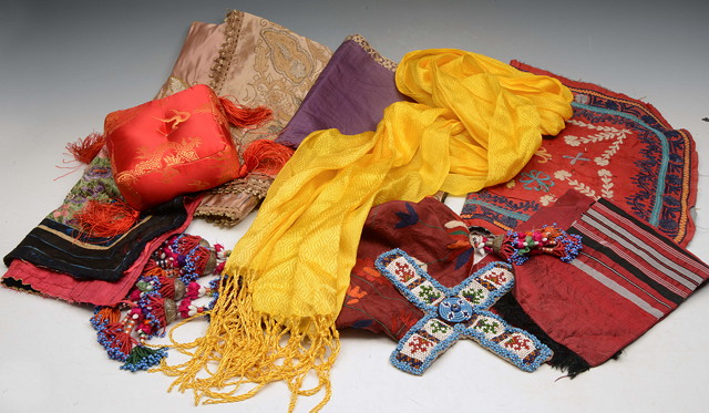 Appraisal: A COLLECTION OF INDIAN AND OTHER TEXTILES including an embroidered