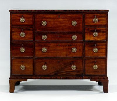 Appraisal: Hepplewhite figured mahogany chest figured mahogany veneers with mahogany oak