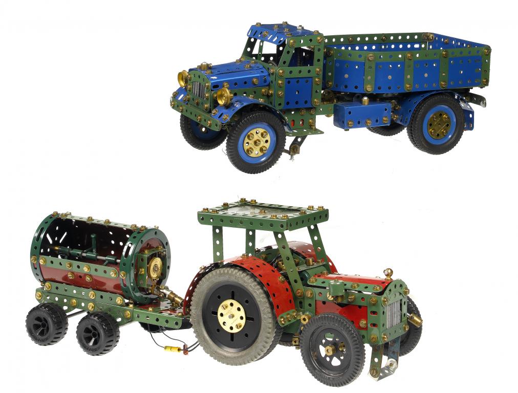 Appraisal: A MECCANO MODEL TRACTOR AND MUCK SPREADER AND A TIPPING