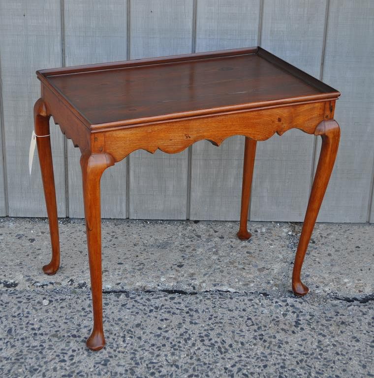 Appraisal: Queen Anne Walnut Tray Top Tea Table high wide deep