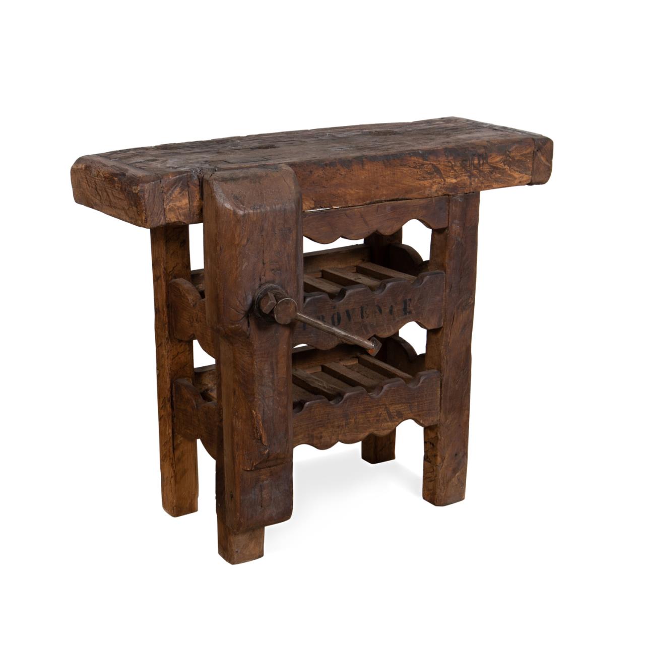 Appraisal: FRENCH COUNTRY WORK TABLE WINE RACK French oak work table