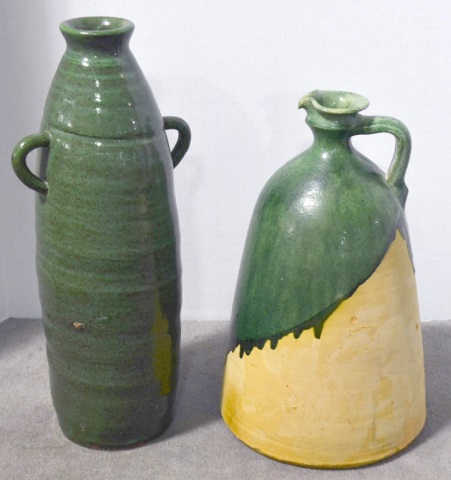 Appraisal: Bx Hand-Thrown PotteryIncluding jug H and vase H