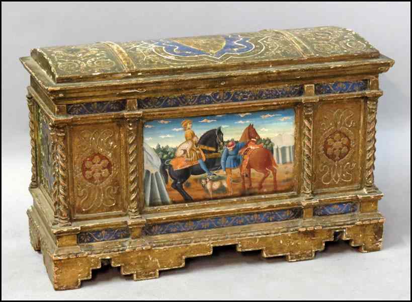 Appraisal: EARLY TH CENTURY ITALIAN GESSO AND GILTWOOD TRUNK Comprised of