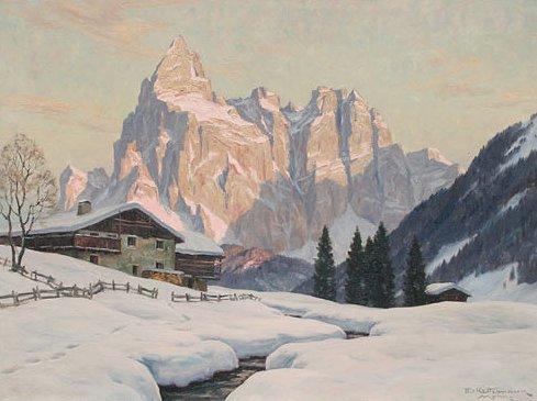 Appraisal: KETTEMANN Erwin German - ''Alpine Glow'' Mountain Snow Scene OIL