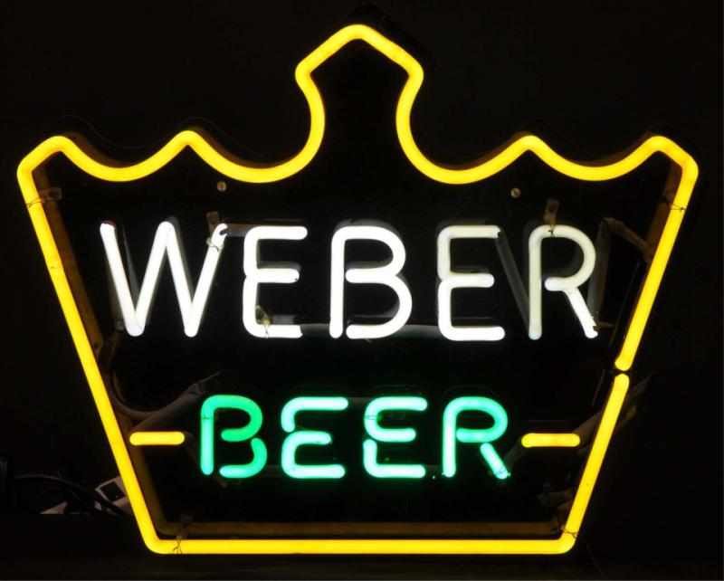 Appraisal: Weber Beer Crown Neon Sign Description s to s White