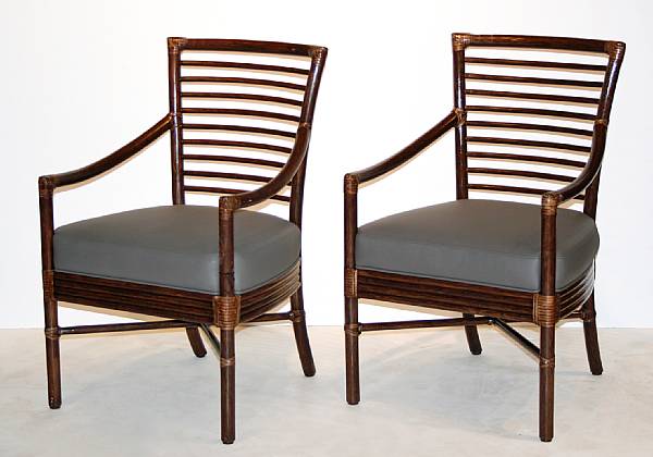 Appraisal: A set of four Orlando Diaz-Azcuy rattan 'Scala' armchairs McGuire