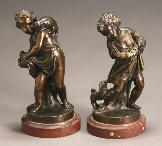 Appraisal: Pair of French Bronze Figures of Putti Late th Century