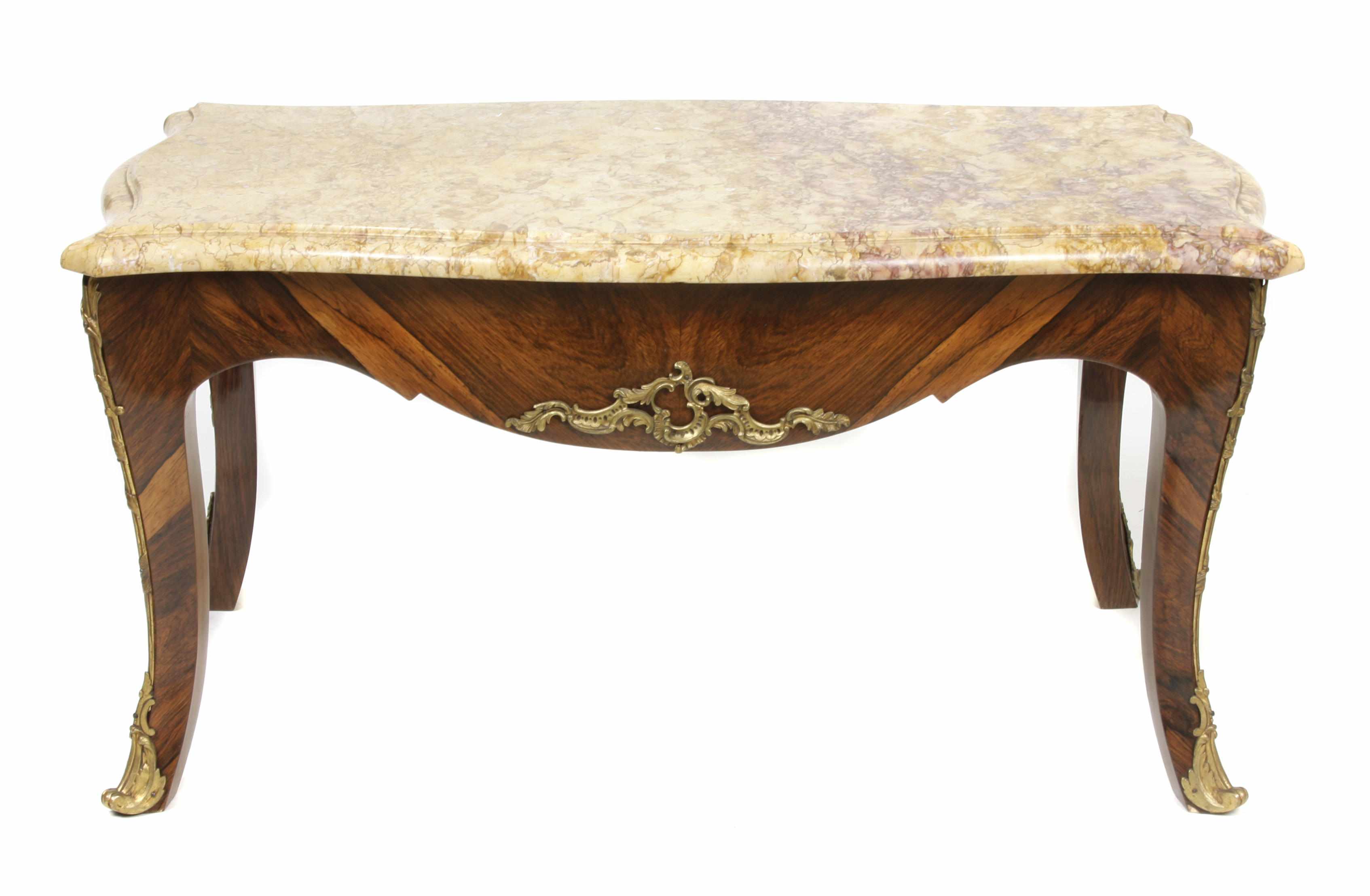 Appraisal: A Louis XV style bronze mounted walnut low center table