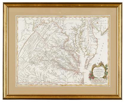 Appraisal: piece Engraved Map with Outline Color Vaugondy Gilles Robert de