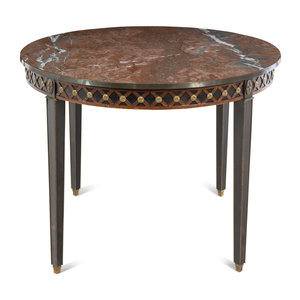 Appraisal: A Swedish Neoclassical Style Brass Mounted Marble-Top Table th Century