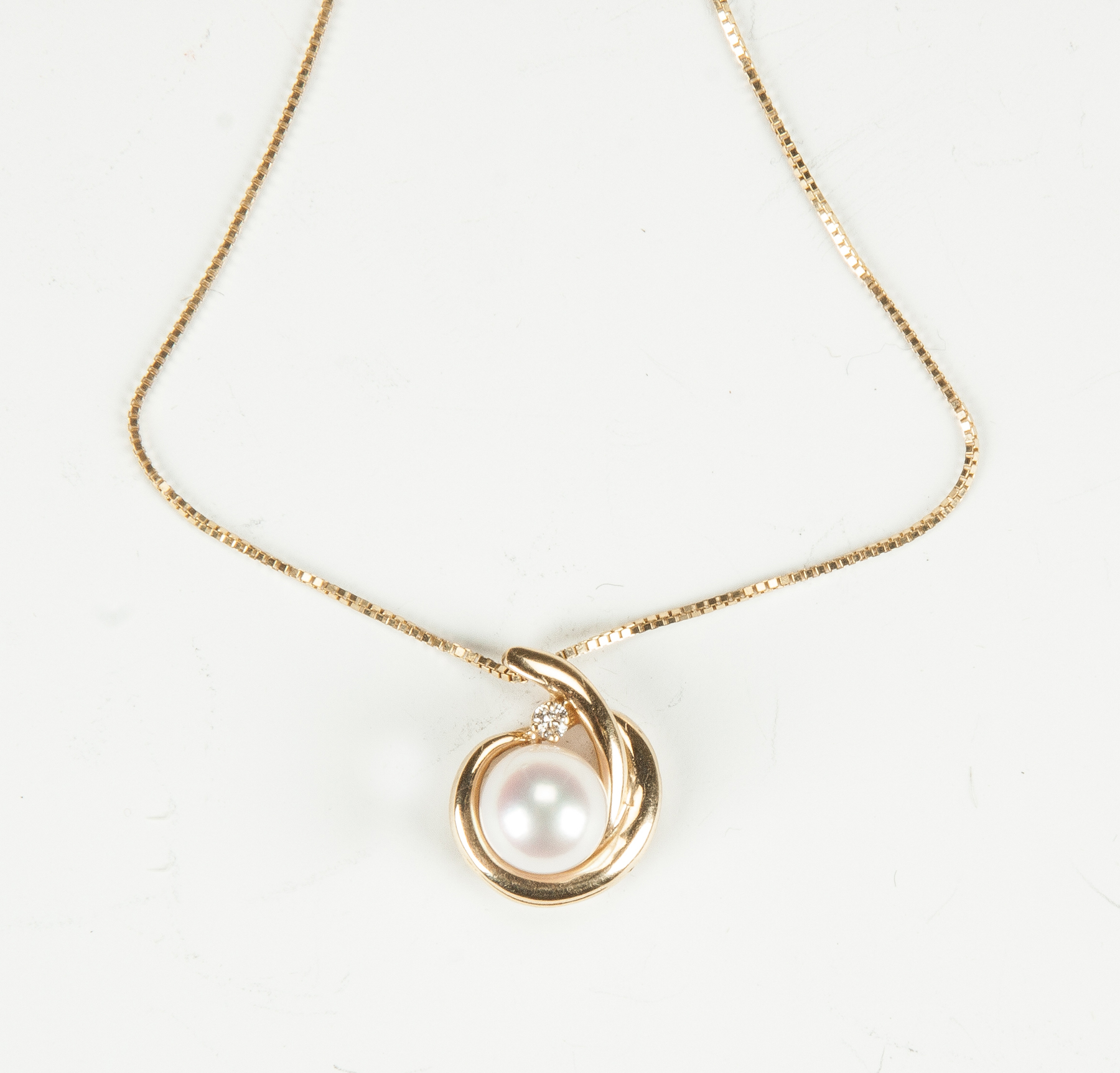 Appraisal: Gold Pearl Diamond Necklace