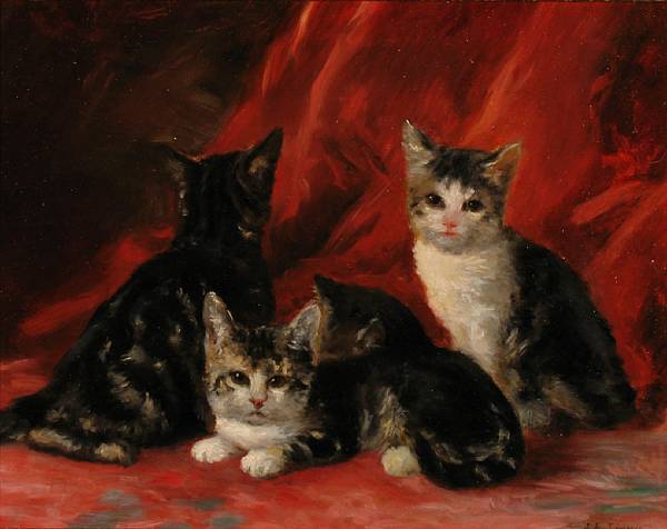 Appraisal: Louis Eug ne Lambert French - Three kittens signed 'L