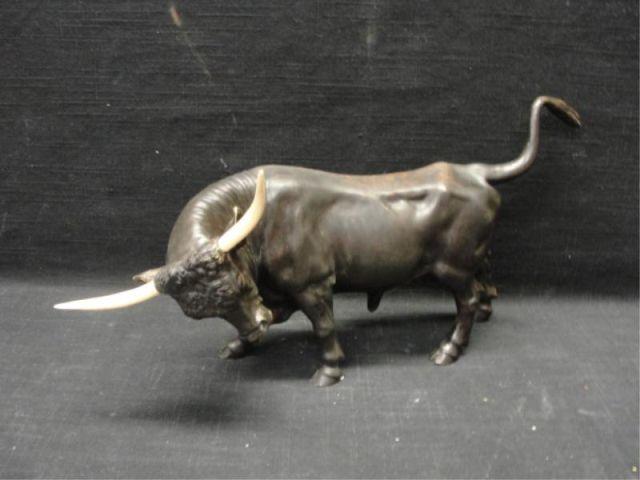 Appraisal: BERGMAN Bronze Bull Signed with a B on base From