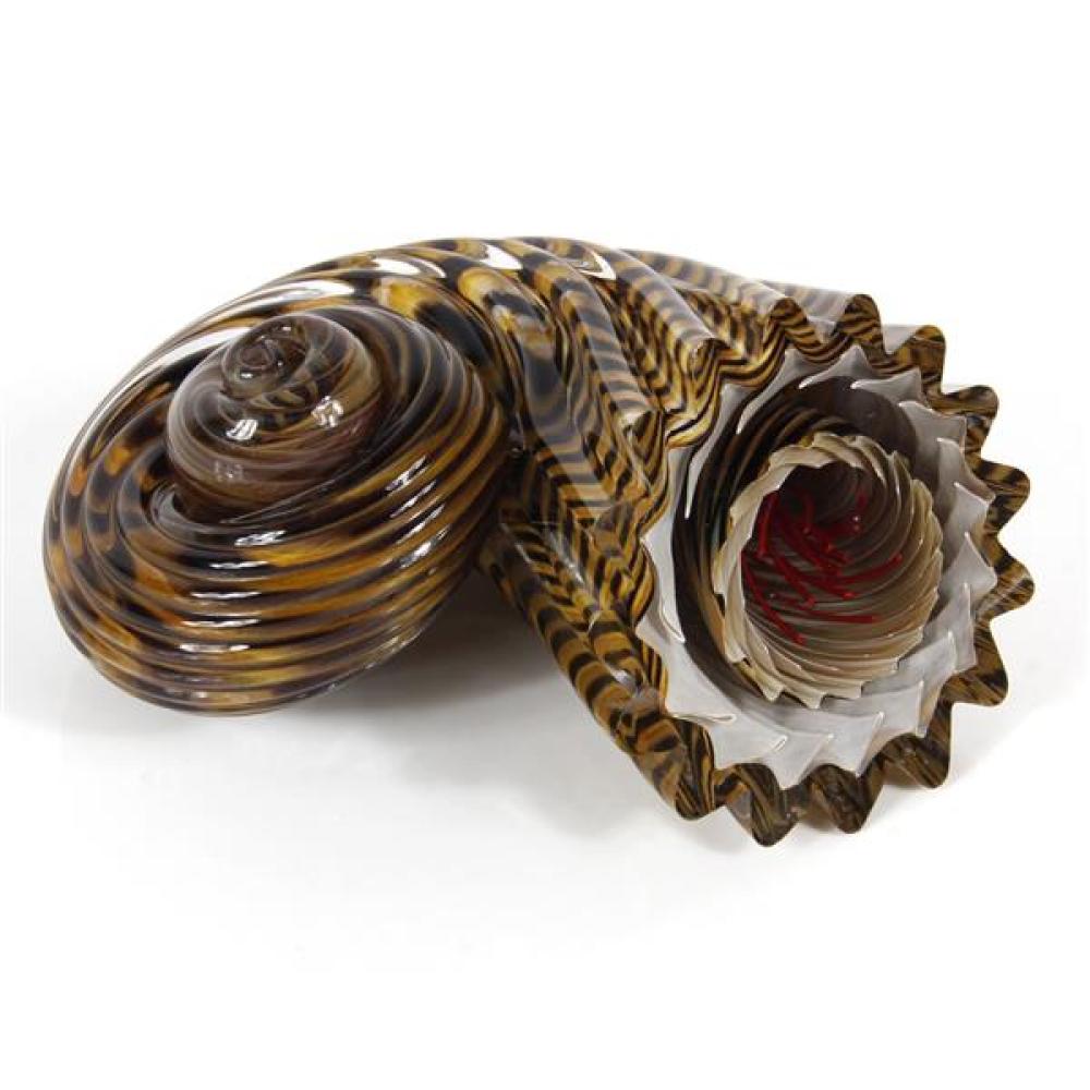 Appraisal: CONTEMPORARY AMERICAN STUDIO ART GLASS CASED SPIRAL NAUTILUS SHELL SCULPTURE