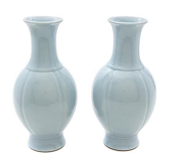 Appraisal: A Pair of Clair-de-Lune Porcelain Vases Height inches A Pair