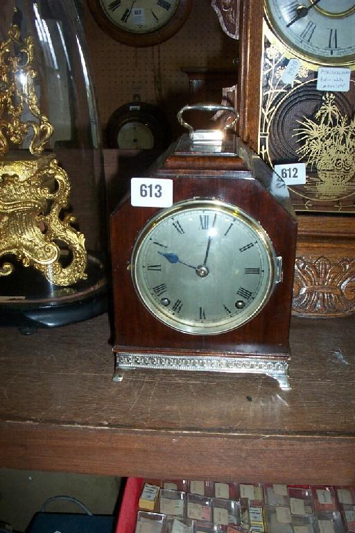 Appraisal: An Edwardian mahogany bracket clock with silver plated mounts and