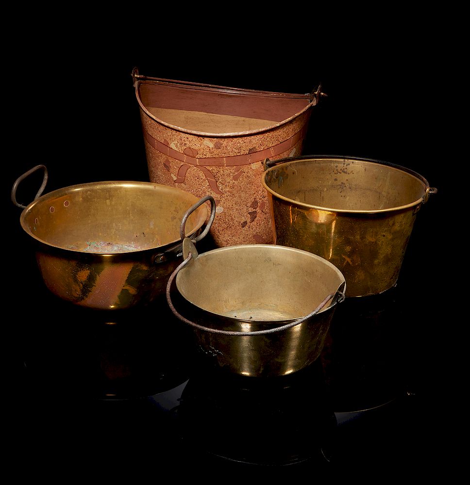 Appraisal: Brass and Metal Buckets Lot of three brass buckets and